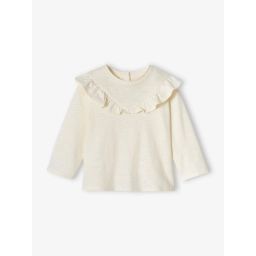 T-shirt à volant bébé en jersey flammé écru