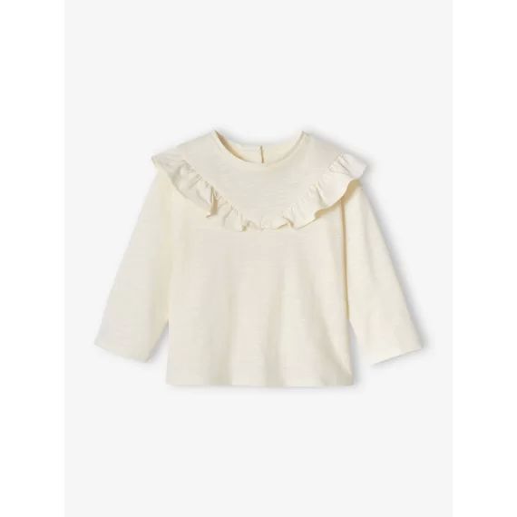 T-shirt à volant bébé en jersey flammé écru