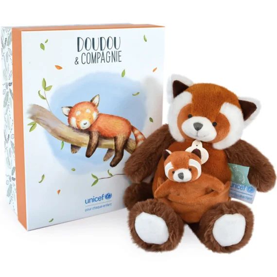 Coffret peluche Panda roux et son bébé (25 cm)