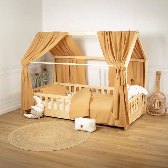 Ciel De Lit Cabane En Gaze De Coton Duo 420 Cm Camel