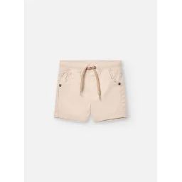 Bermuda Uni En Coton Avec Cordon De Serrage Beige