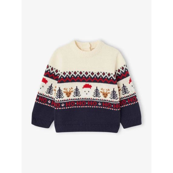 Pull jacquard de Noël bébé capsule famille marine
