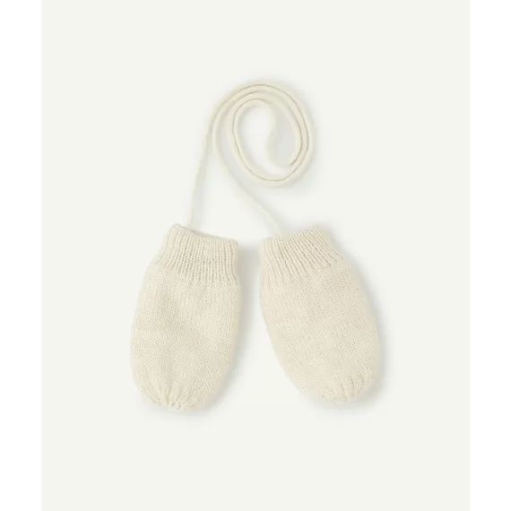 Moufles bébé fille en fibres recyclées beiges et pailletées