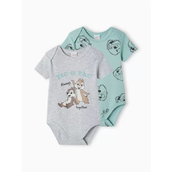 Lot de 2 bodies bébé garçon Disney® Tic&Tac vert sauge