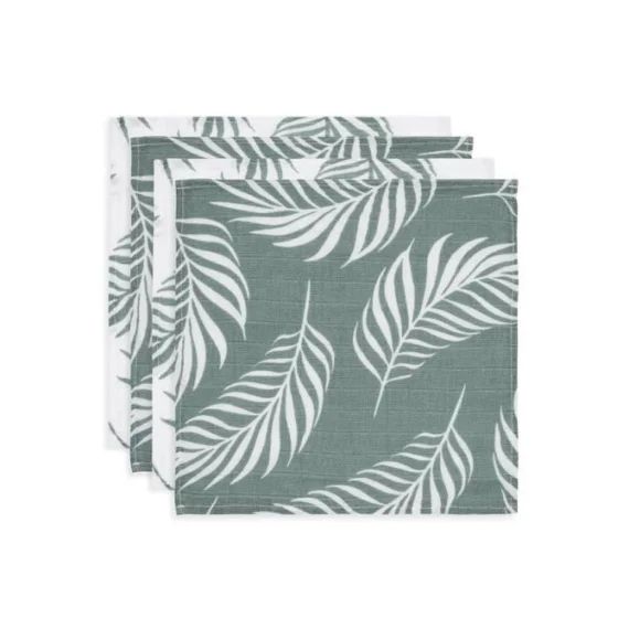 Lange gaze de Coton Small 70x70cm Nature Vert Cendré (4 pcs) par Jollein vert