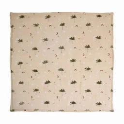 Tapis De Repos Bébé Coton Imprimé Petits Palmiers Jaipury Crème Brûlée