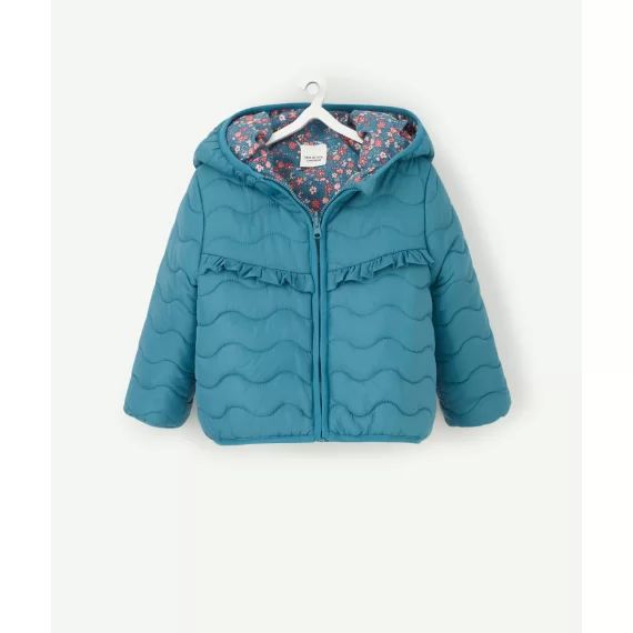 Doudoune bleue réversible en rembourrage recyclé bébé fille –  – Soldes