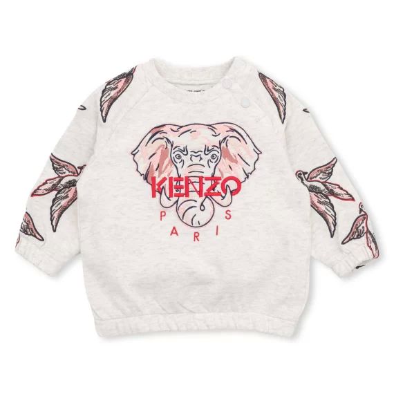 Sweat-shirt en coton brodé Fille Gris