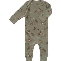 Combinaison pyjama en coton bioDeer olive (0-3 mois : 50 à 60 cm)