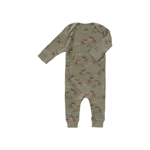 Combinaison pyjama en coton bioDeer olive (0-3 mois : 50 à 60 cm)