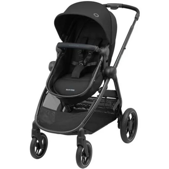 MAXI-COSI Poussette 2 en 1  Zelia 3, nacelle intégrée, 4 roues, Essential Black noir
