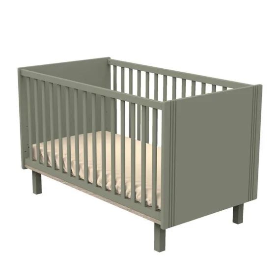 Lit Bébé Évolutif 140x70cm À Barreaux Avec Rainures Vert