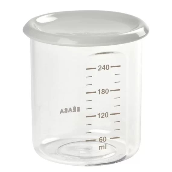 BEABA Maxi Portion Tritan, Pot de conservation bébé, plastique premium – 240 ml – Grey gris