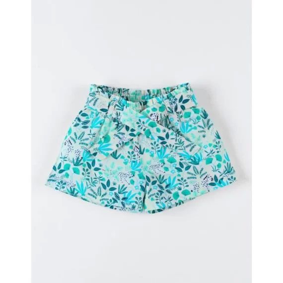 Short En Crêpe De Coton Bleu