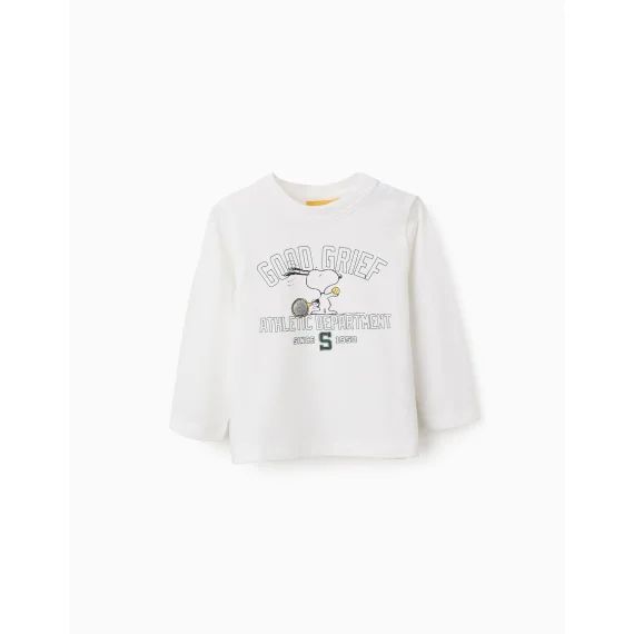 T-shirt À Manches Longues En Coton Snoopy Blanc