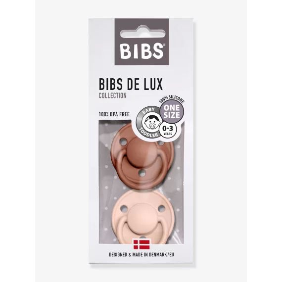 Lot de 2 sucettes-tétines BIBS De Lux en silicone terracotta + rose poudré