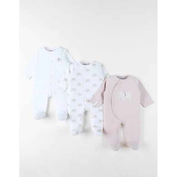 Set De 3 Pyjamas Bébé Jersey Beige