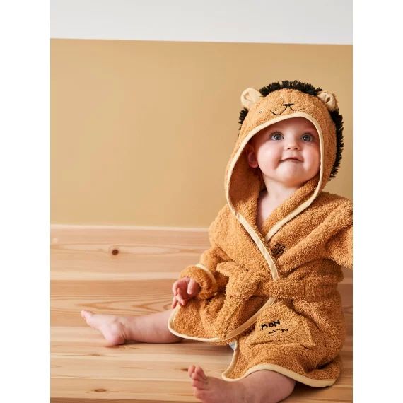 Peignoir bébé personnalisable Lion camel