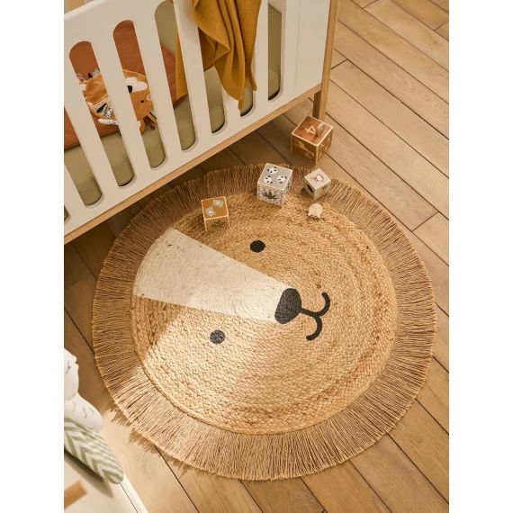 Tapis rond en jute Lion beige doré