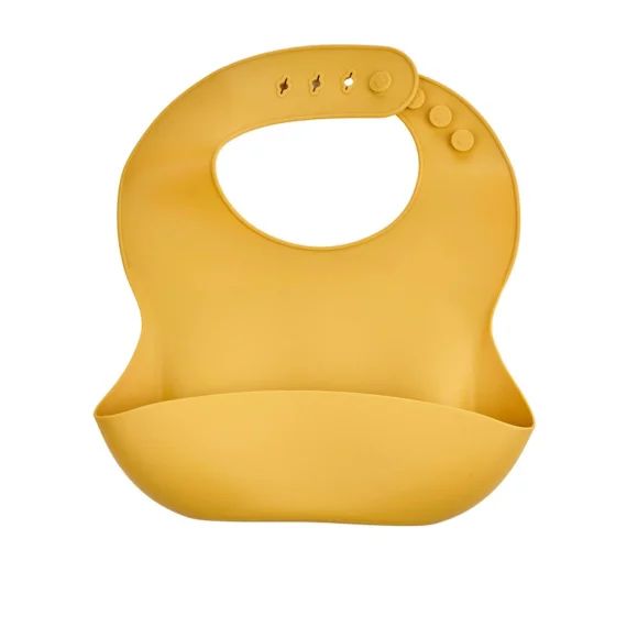 Bavoir Silicone Avec Récupérateur Jaune Miel