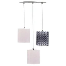 Suspension lumineuse trio plafonnier 32x32cm en coton multicolore gris