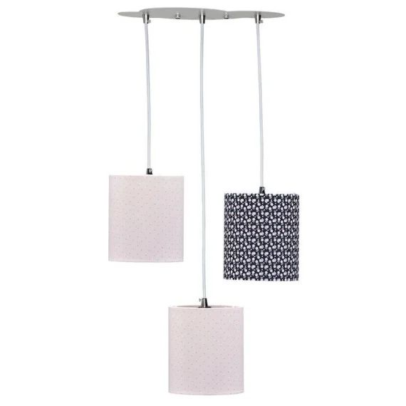 Suspension lumineuse trio plafonnier 32x32cm en coton multicolore gris
