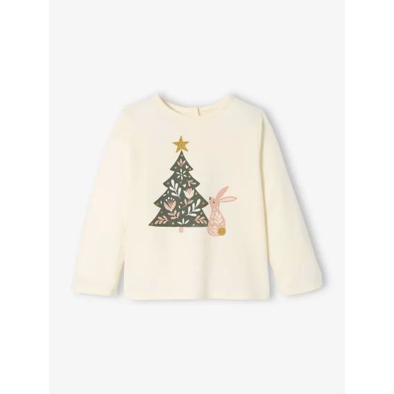 T-shirt sapin bébé manches longues écru