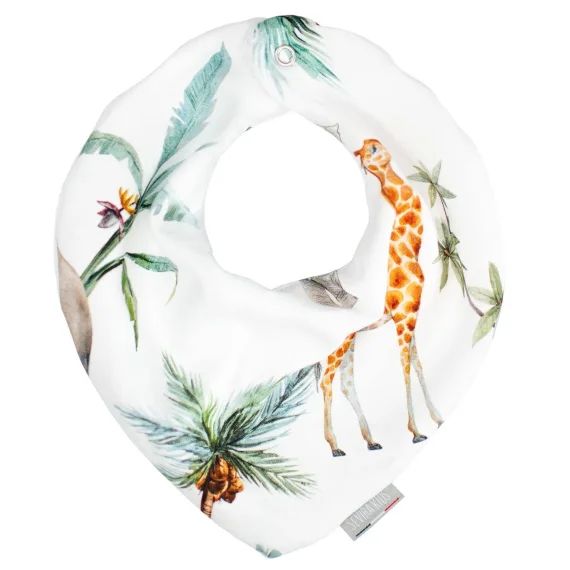 Bavoir Bandana En Coton Safari Blanc Imprimé Safari