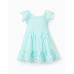 Robe En Coton Avec Broderie Anglaise Bleu Clair