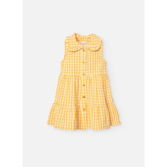 Robe En Popeline A Carreaux Jaune