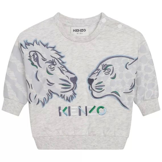 Sweat-shirt en molleton brodé Garçon Gris