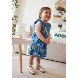 Robe Bébé En Popeline Flora Bleu