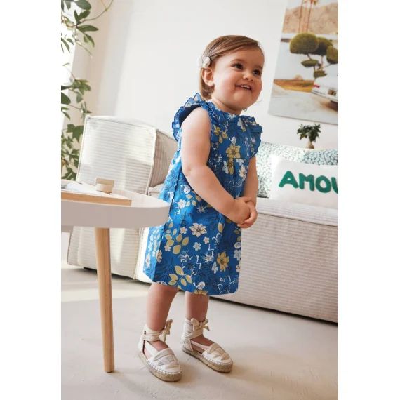 Robe Bébé En Popeline Flora Bleu