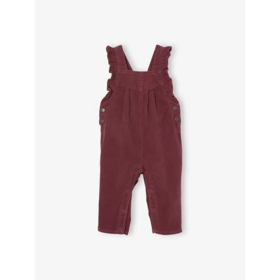 Salopette à volants bébé en velours prune