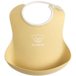 Bavoir plastifié à poche jaune pastel
