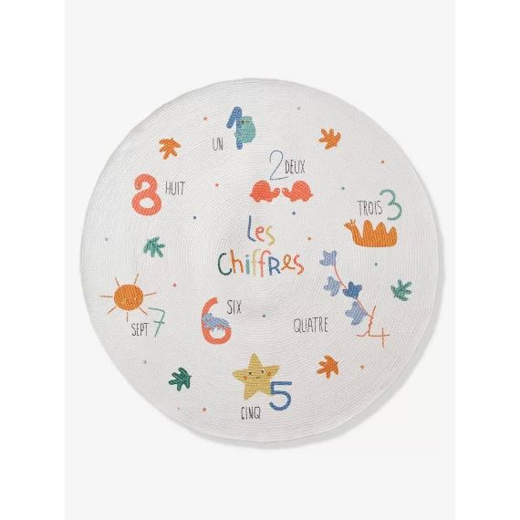 Tapis rond chiffres ARTISTE écru