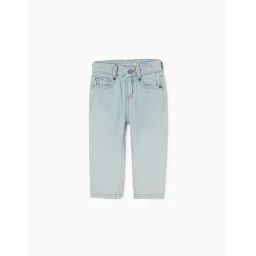 Jean Bébé En Coton Taille Ajustable Bleu