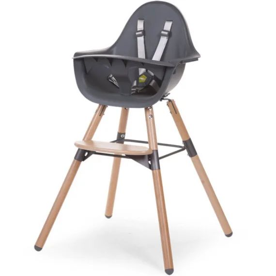 Chaise haute en bois naturel Evolu 2 gris