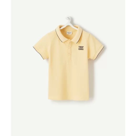 Polo bébé garçon en coton jaune avec message brodé –  – Soldes