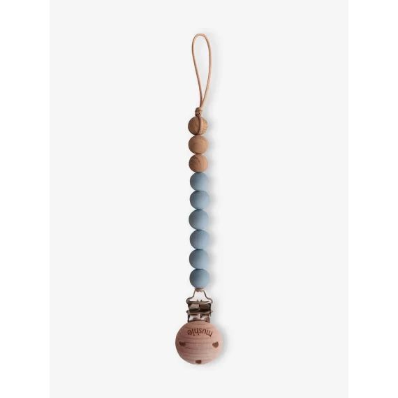 Cordon attache-sucette MUSHIE Eva en silicone gris