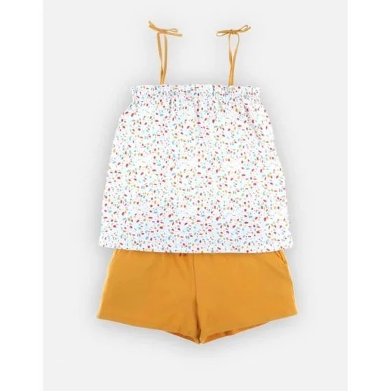 Pyjama 2 Pièces Maman À Bretelles En Jersey Imprimé Blanc