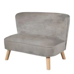 Canapé Enfant En Velours Et Bois Massif – Rembourré En Mousse – Lil Sofa Gris Argenté