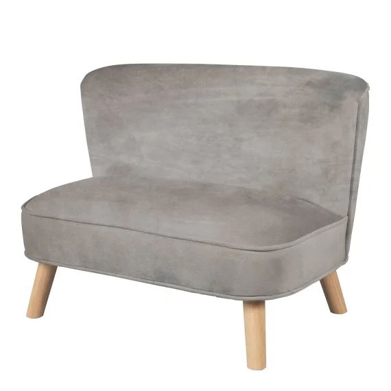 Canapé Enfant En Velours Et Bois Massif – Rembourré En Mousse – Lil Sofa Gris Argenté