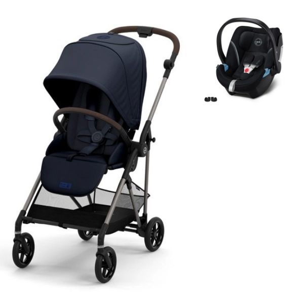 Poussette Cybex Melio 3 Châssis Bronze – Ocean Blue + Coque Auto Aton 5 – Deep Black