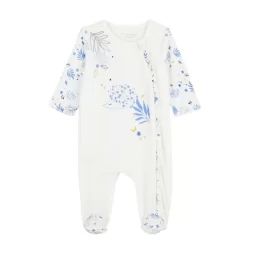 Pyjama bébé en velours ouverture zippée Luna blanc