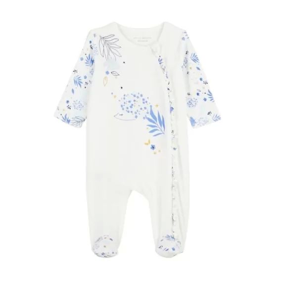 Pyjama bébé en velours ouverture zippée Luna blanc