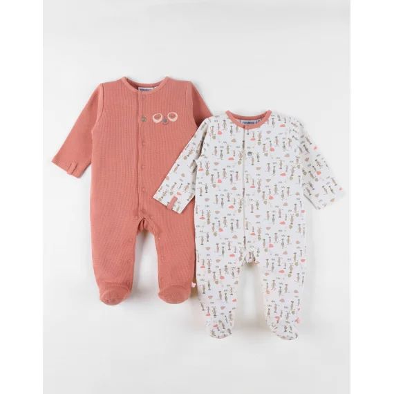 Lot De 2 Pyjamas Bébé Jersey Ecru