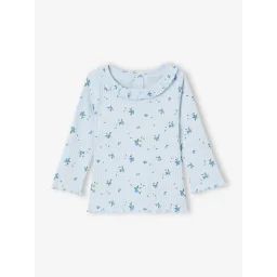 T-shirt en maille côtelée bébé manches longues bleu ciel