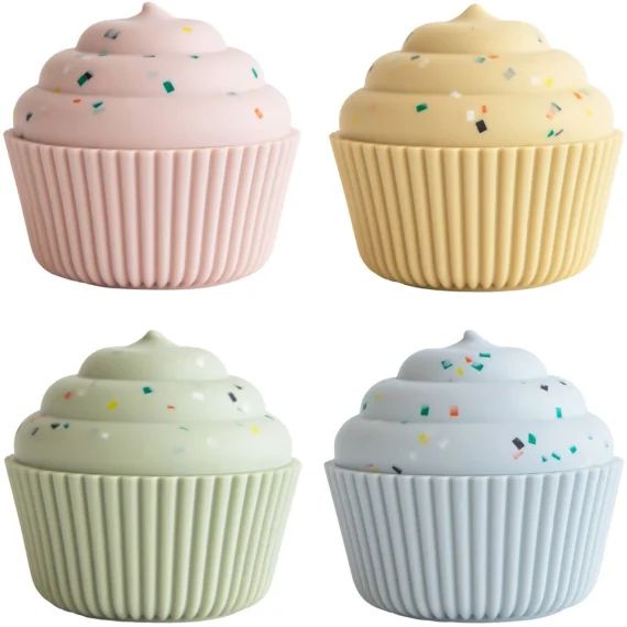 Lot De 4 Jouets De Bain Cupcake Rose, Jaune, Vert