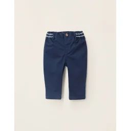 Pantalon Chino En Sergé Avec Taille À Rayures Bleu Foncé